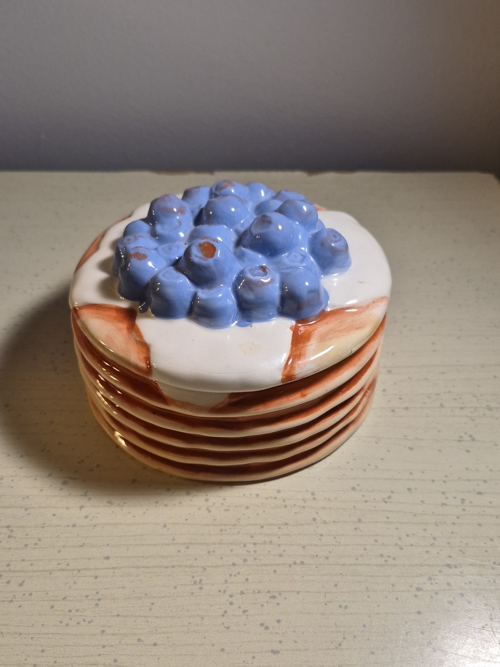 Blueberry Pancake Stack Shaped Trinket Ceramic Box